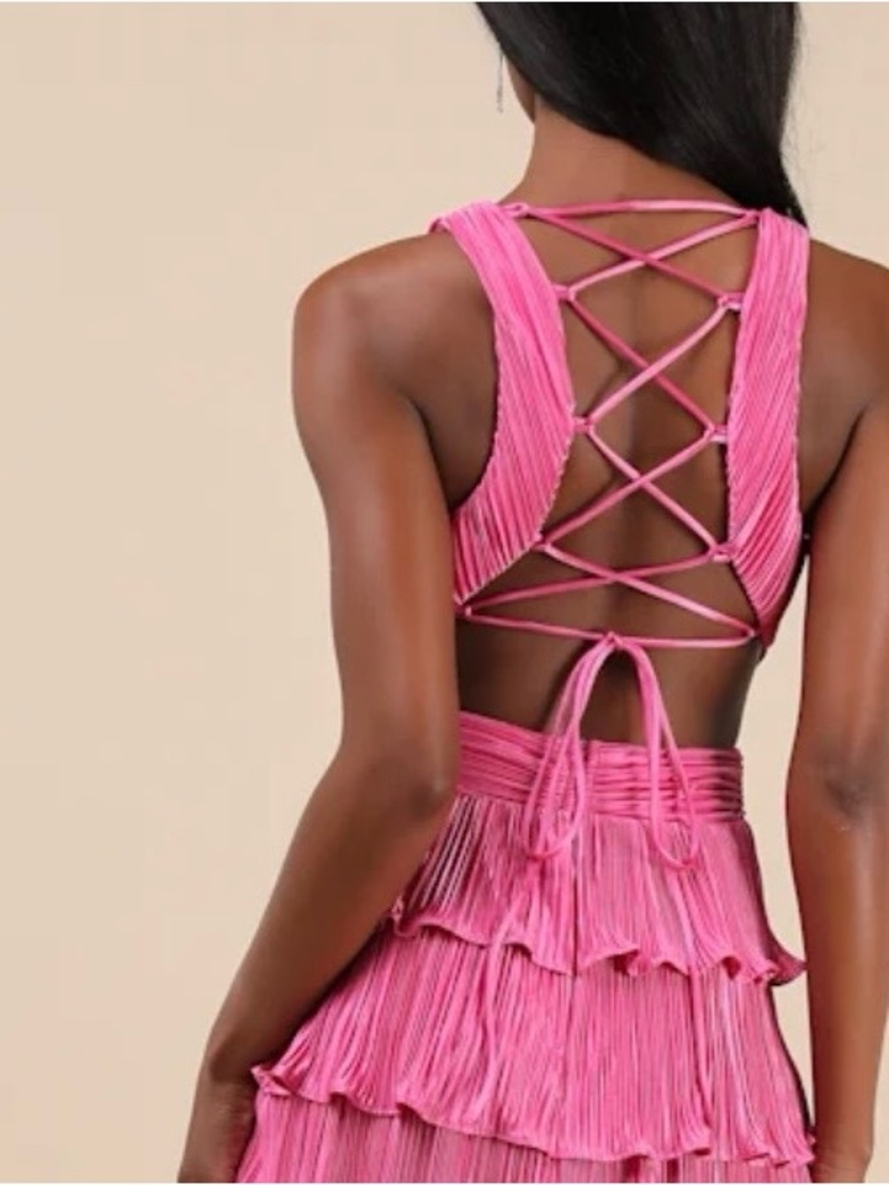 Blush Pink Tiered Ruffle Maxi Dress - Picture 3 of 3